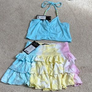 Flowers by Zoe NWT size 6x Colorful Halter Top and Ruffled Skirt Set